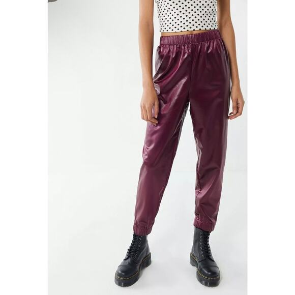 Urban Outfitters Renewal Remnants Shine Jogger Pant Maroon Purple XS Y2K Punk - Picture 2 of 12